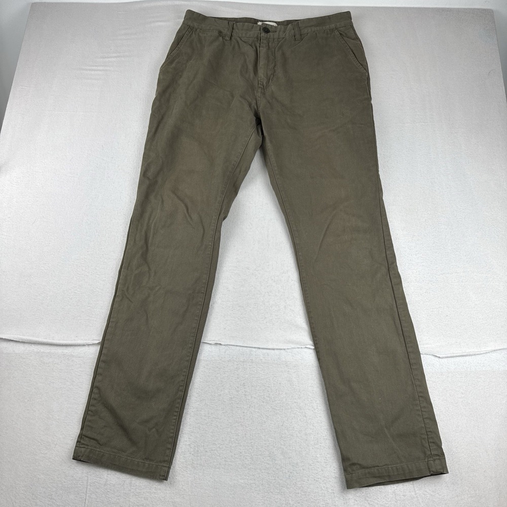 Taylor Stitch The Foundation Pants Mens Olive Green Chino Pants Slim fits 33*32